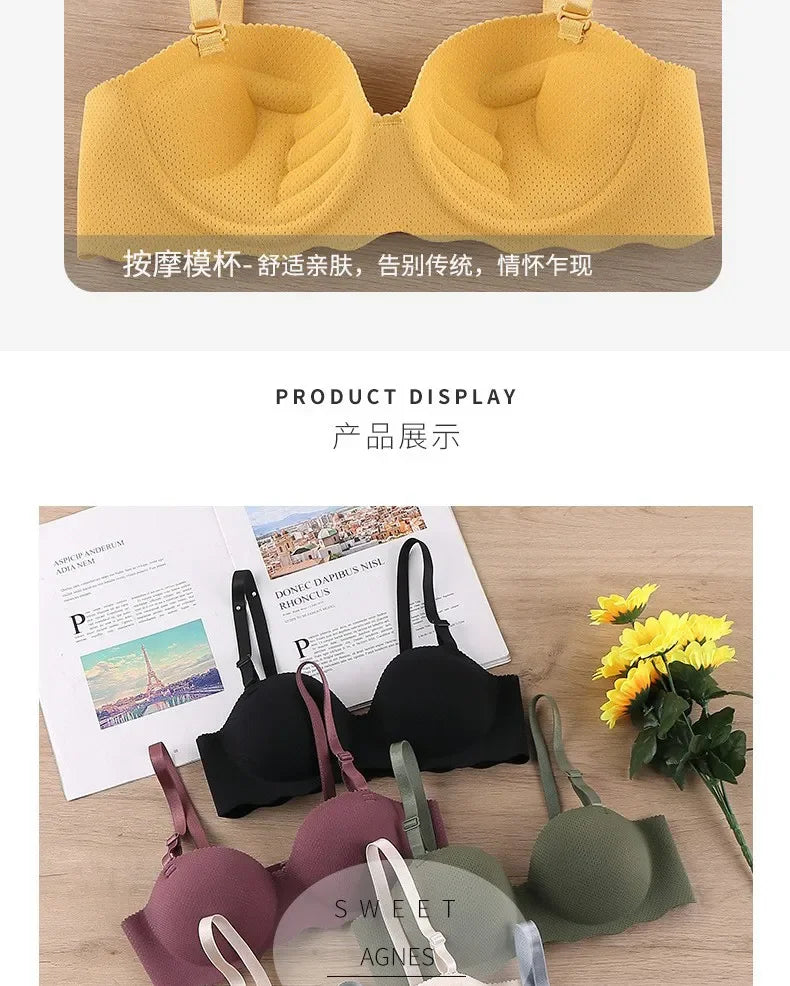 UXST Damen BH 2025 - Push-Up nahtloser BH bügellos einfarbig mit verstellbaren Trägern