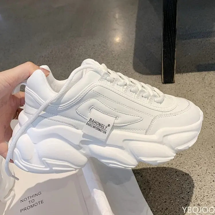 YBQJOO Damen Sneaker Atmungsaktiv - PU 3-5 Cm Plattform