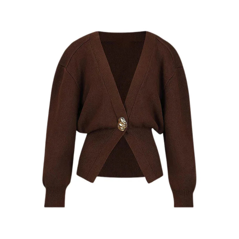 Luna Damen-Strickjacke V-Ausschnitt - Langarm, Knopf, M-L/XL