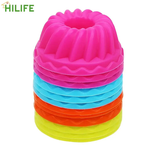HILIFE Silicone Pudding Cupcake Muffin Donut Mold Non-Stick Baking Jelly Mould 12pcs/set Thread Shape - Golden Bridge Store