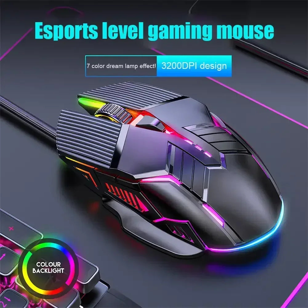 Fanmuran Gaming-Maus Ergonomisch - 3200 DPI, 6 Tasten, RGB