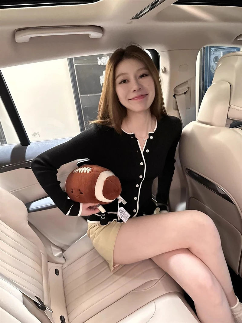 Cardigan tricotat cu model patchwork ZOKICN - mânecă lungă subțire, alb, mărimea M, greutate 120-220 g/m²