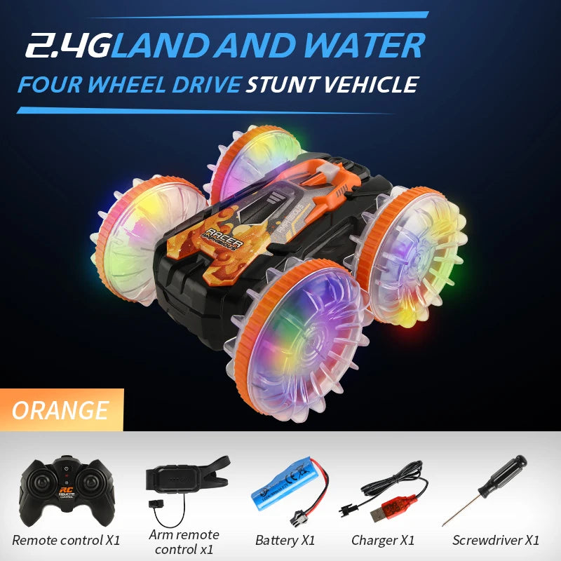 RC-Auto 2025: Neues RC-Stunt-Amphibien-Offroad-Elektro-Remote-Control-Vehicle-Doppelseitiges-Tumbling-Car-Kinder-Licht-Toys-Geschenke-Sammlung