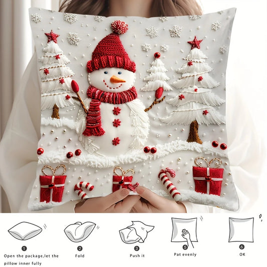 Christmas Snowman Polyester Pillow Cover Christmas Decoration Home Decoration 2026 New Year Decoration