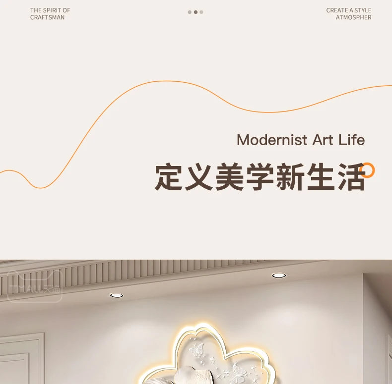 Cream Style Living Room Decoration with LED Light Wall Clock New Home Decor Creative Swinging Clock