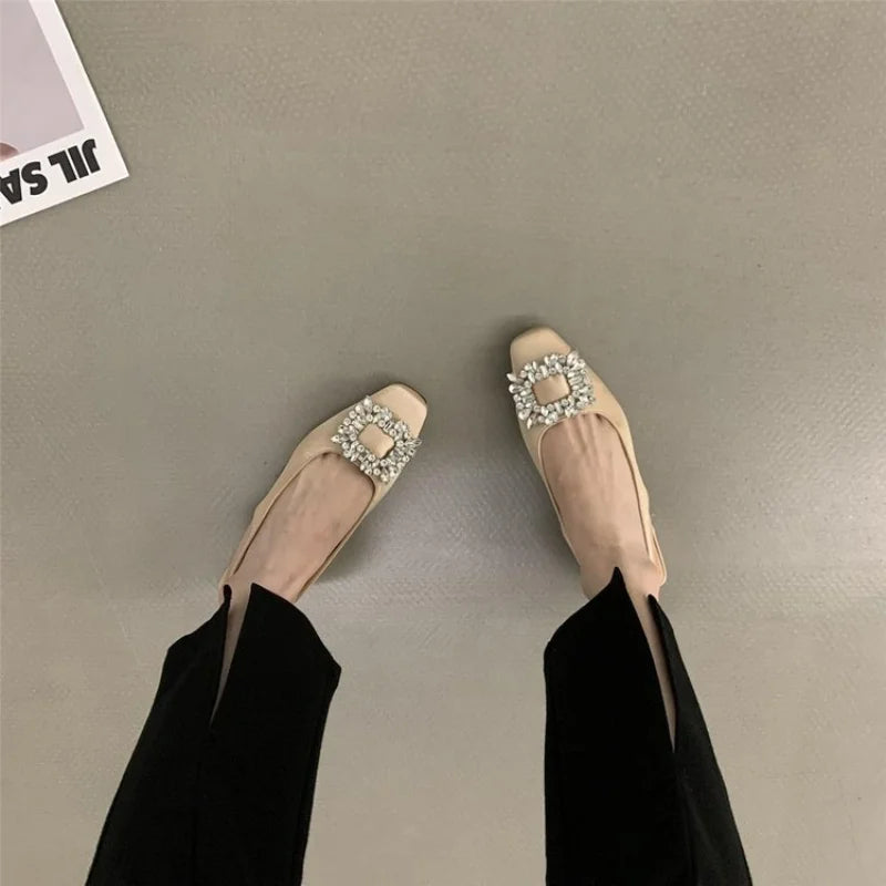 Fashion Women's Sandals Summer New Slingback Slippers Female Low Heel Rhinestone Buckle Back Strap Sexy Pumps Sandalias De Mujer