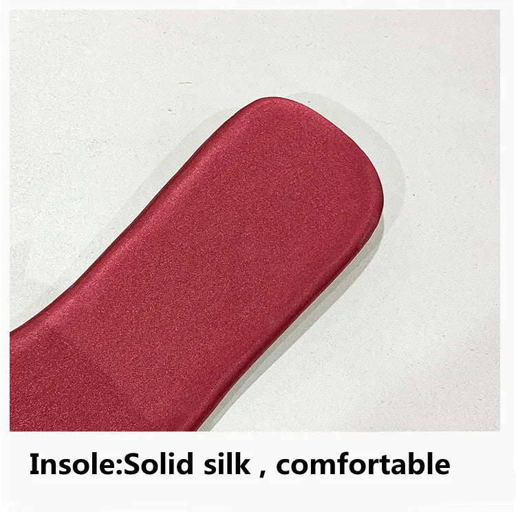 Women Beach Slippers 2024 Summer Flat Shoes Woman Slip On Slides Silk Style Female Slip On Sandals Girls Indoor Outdoor Slippers