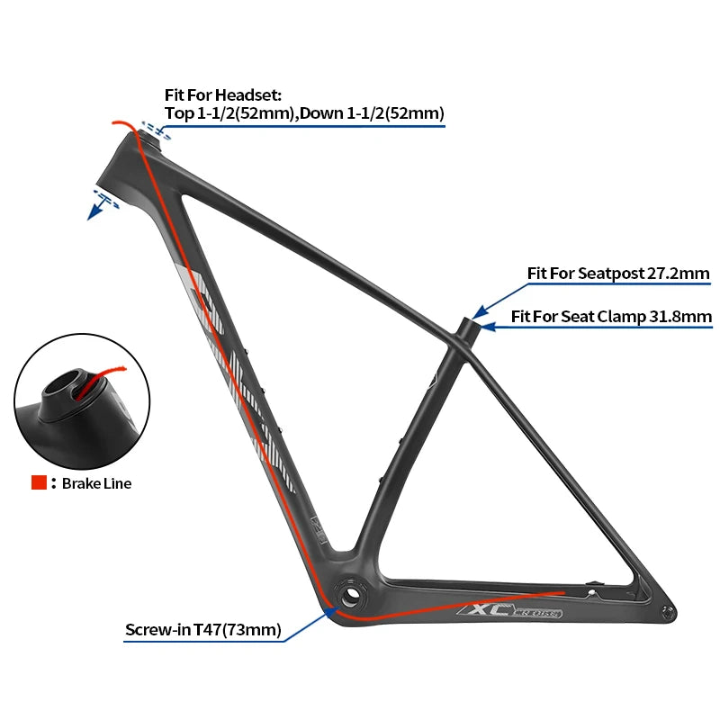 BXT T1000 carbon mtb frame 29er carbon bike frame 29 carbon mountain bike frame boost 148*12 disc brake bicycle frame UDH hanger