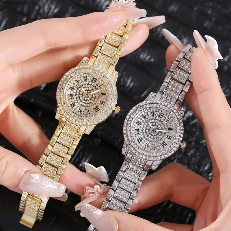 Luxus-Diamant-Stahl-Watches-Bracelet-Ladies-Quartz-Watch-Rose-Gold-Womens-Wristwatch-Shiny-Crystal-Reloj-Mujer