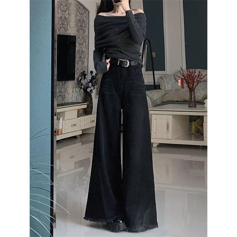 Jeans Women Leisure Streetwear Wide Leg Classic All-match Simple Holiday Retro Design Loose Spring Daily Students Ulzzang Ins