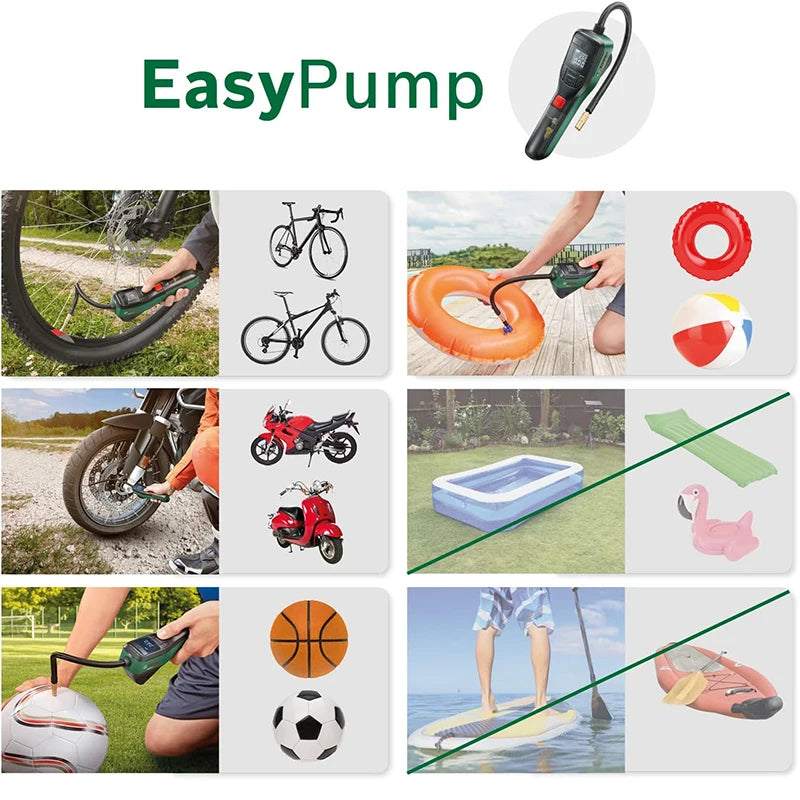 Bosch Electric Air Pump Portable Mini Tire Air Compressor with Led Display for Car Motorcycles Bicycle Swimring Tire Inflator