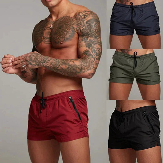 Herren Schwimmhose 2025 mit Reißverschluss-Taschen - Mesh-Futter - Sommer - Strand - Pool - Wassersport Schnelltrocknend - Golden Bridge Store