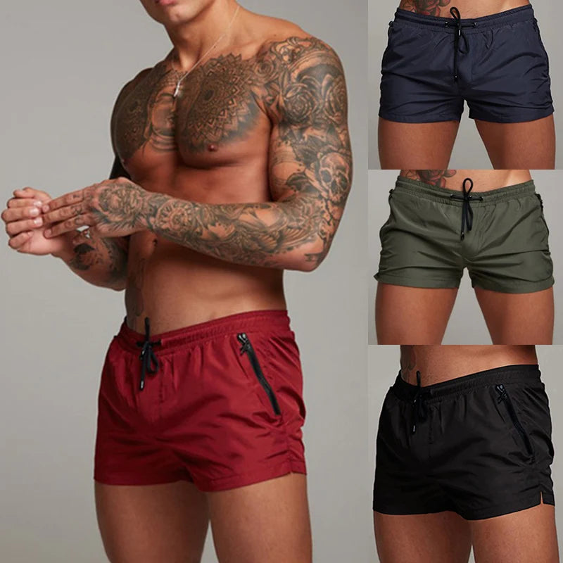 Herren Schwimmhose 2025 mit Reißverschluss-Taschen Mesh-Futter Sommer Strand Board Shorts Schnelltrocknend Schwimmen Badeanzug Schwimmanzug Schwimmbekleidung