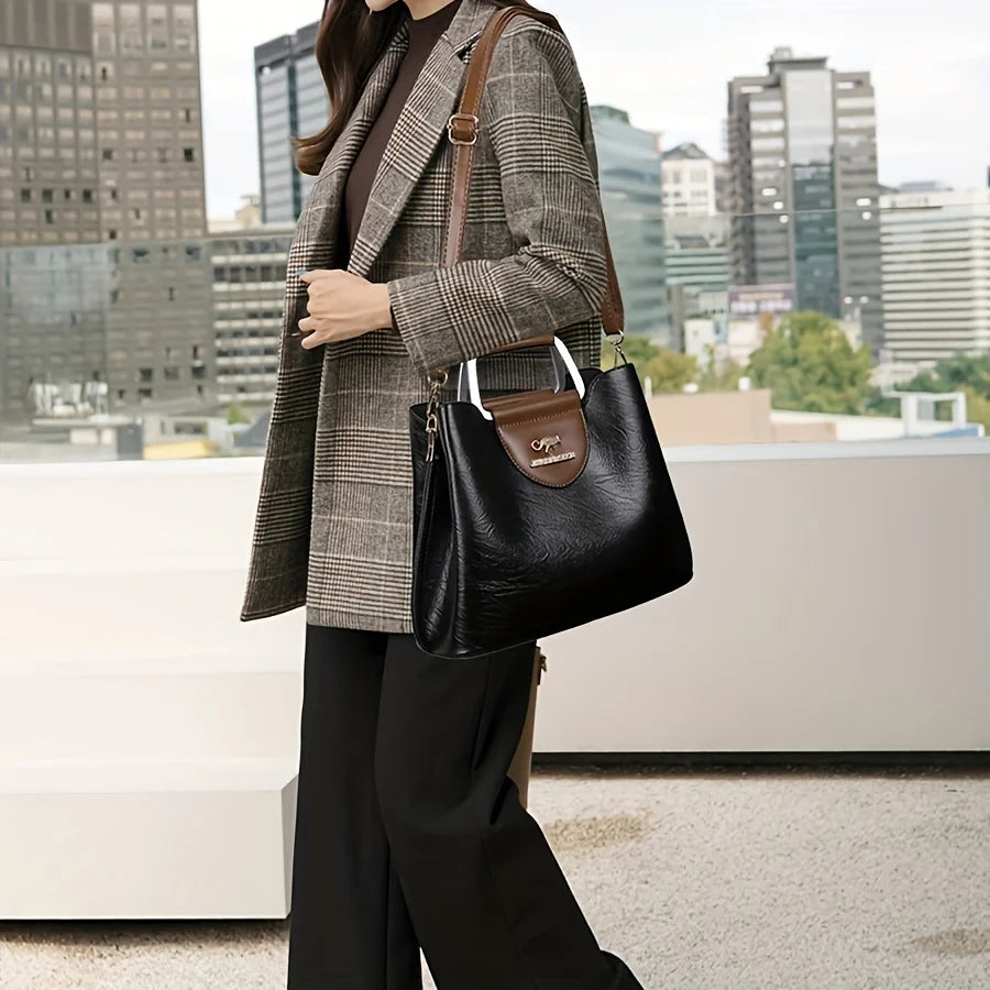 Premium Damen Mode Tote Tasche Mehrfach Taschen - Vintage Crossbody Täglich Handtasche - Handy Geldbörse