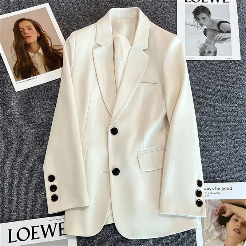 Elegant Office Lady Blazers for Women 2024 Fashion Long Sleeve Single Button Blazer Coats Female Top Suit Jackets Outerwears