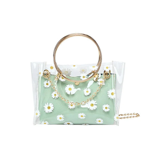 Genți de mână pentru femei, genți de mână de vară și toamnă, model de imprimare Daisy, genți de mână de umăr portabile, genți de mână de sex feminin
