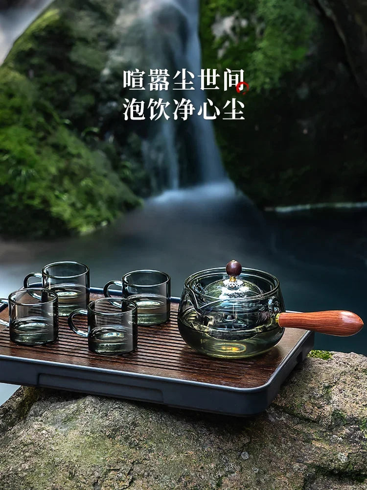 Glas-Teekanne 2025: Heat-Resistant Rotating-Leisure - Tea Set Collection