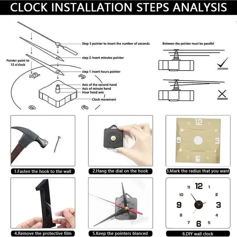 Modern Home Creative Frameless DIY Wall Decoration Wall Decoration Silent Clock Living Room Office Bedroom Wall Decoration Art