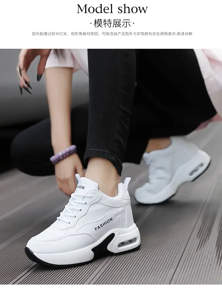 Women Sneakers Thick Soled White Height Increasing High-quality Sports Trend Fashion Walking Breathable Casual Shoes for Women