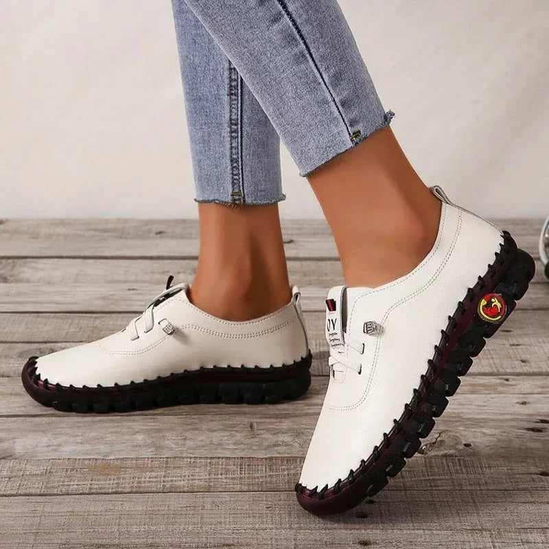 Sneakers Women Shoes Leather Loafers Shoes for Women Comfortable Slip on Shoes Hand Sewing Thread Mom Shoes Zapatillas De Mujer