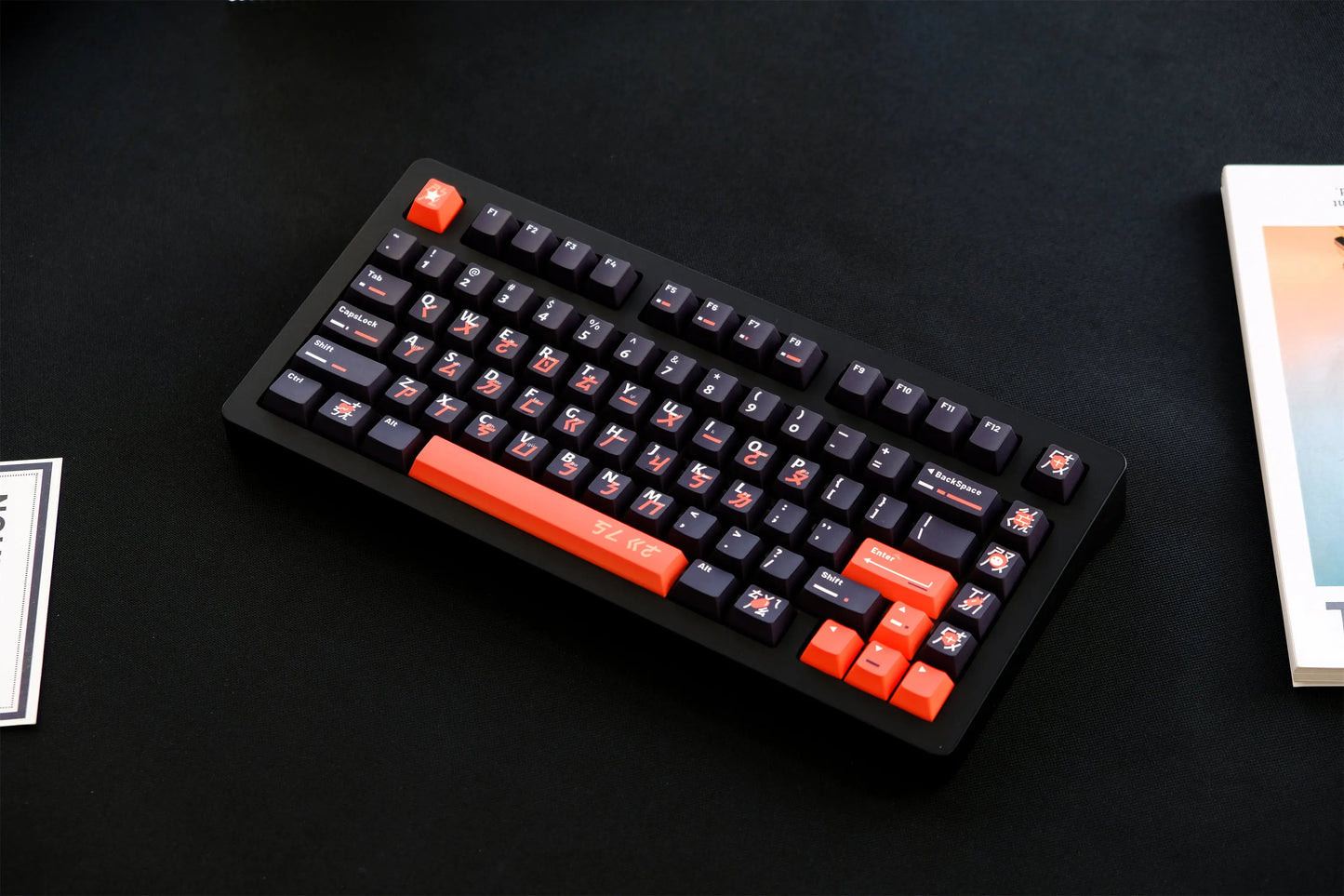 GMK Keycaps 2025 - Black-Orange Phonetic 151-Tasten - PBT Cherry DYE-SUB Mechanical Keyboard Collection