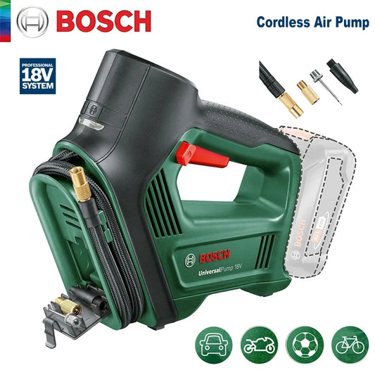 Bosch 18V Universal Air Pump Cordless Electric Air Compressor for Car Motorcycle Bicycle Tire Inflator with Air Pressure Display