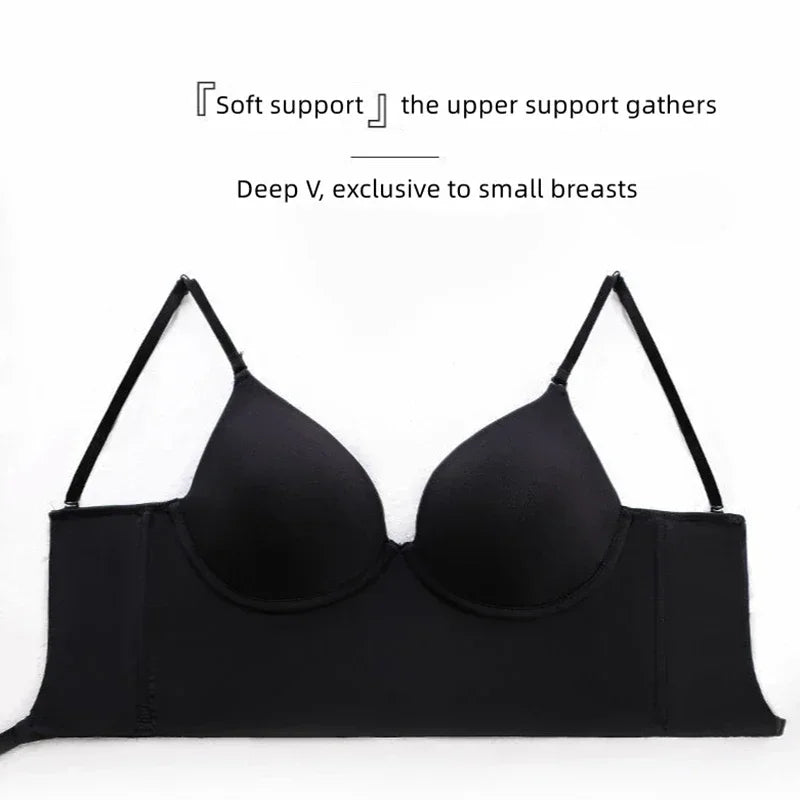 Sutien invizibil elegant pentru femei, fără spate, sutien de nuntă din dantelă, cu spate jos, lenjerie intimă, sutien push-up, fără cusături, lenjerie intimă, corset