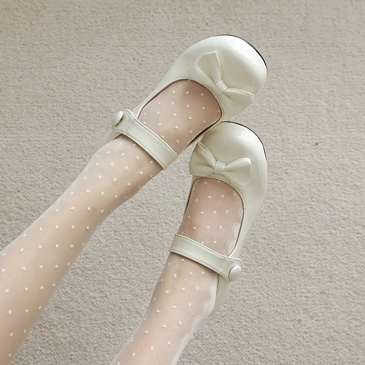 Frühling Mädchen Mary Jane Niedrige Absätze 2025 - Damen Schleife Party Platform Schuhe - Cosplay Lolita Schwarz Weiß Rot