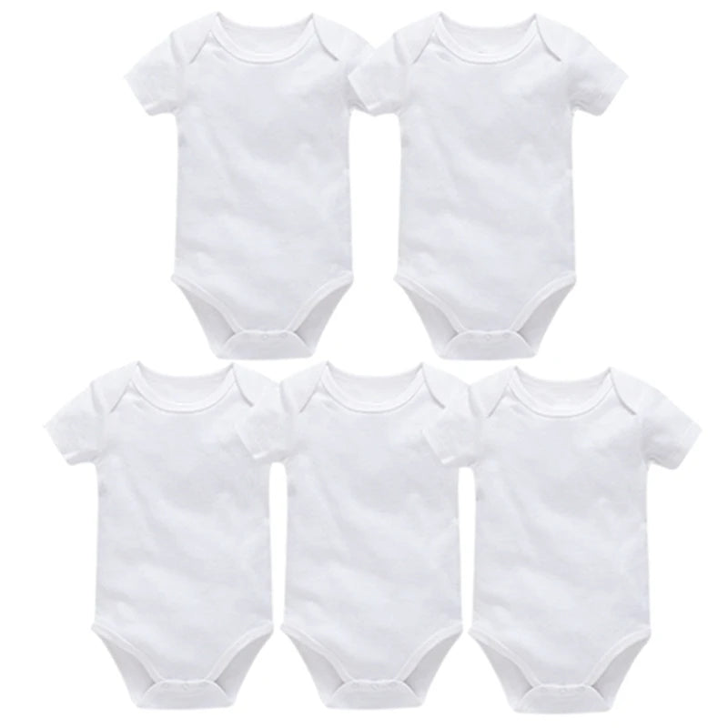 Baby Clothes 100% Cotton Girls Rompers Summer Short Sleeve White Baby Boys Bodysuit Newborn Clothing 3 5 Pcs/Set Infant Pajamas