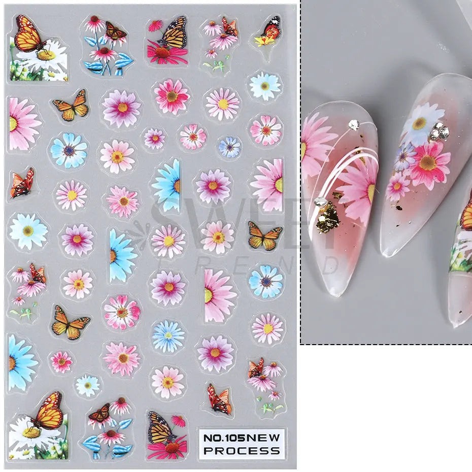 SWEET TREND JINO 3D Blumenaufkleber - 12 Stück Matte S