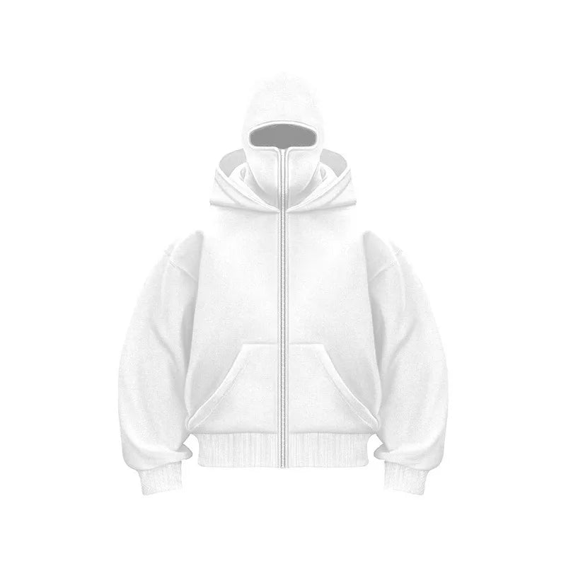 Trendy Balaklava Hoodie - Reißverschluss Größe M Unisex