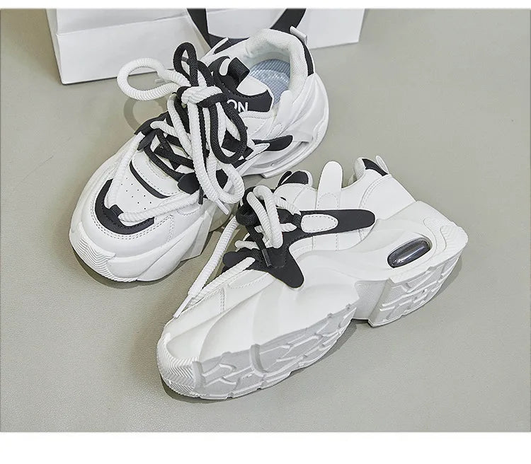 Shijunyi Dicke Sneaker Atmungsaktiv - Plateau 3cm Schnürung