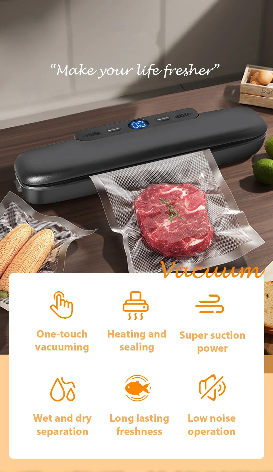 Vacuum Sealer Packaging Machine Food Vacuum Sealer With Free 10pcs Vacuum bags Household Vacuum Food Sealing