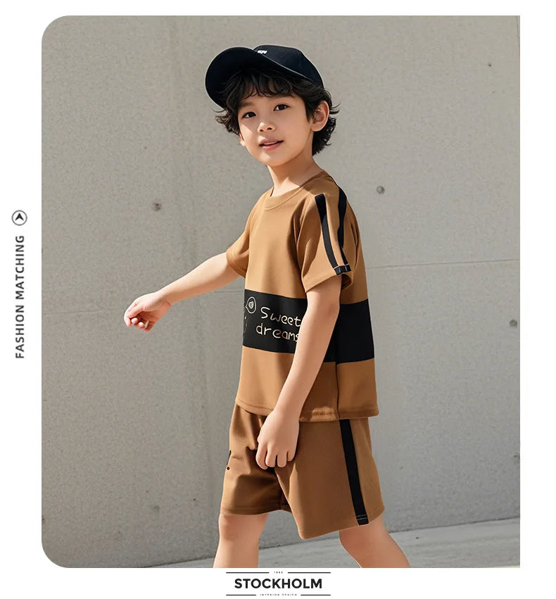 Seturi pentru copii Haine pentru copii Băieți și Fete Top + pantaloni scurți 2 buc mânecă scurtă Îmbrăcăminte cu dungi pentru bebeluși Tricou pentru copii mici Treninguri Ținute la modă