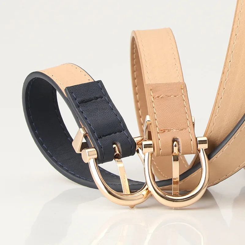 Leather Women Belts New PU Simple Metal Buckle Belt Girls Dress Jean Pants Waistband Belts for Lady Luxury Designer Brand 2023