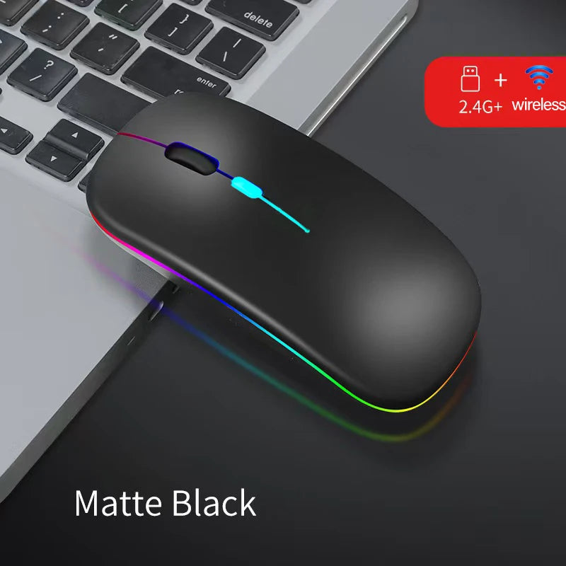 Dual-Mode-Wireless-Maus Bluetooth-kompatibel LED-Rechargeable Laptop-Maus Portable Computer-Mäuse für Laptop iPad Tablet