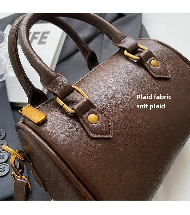 Women Vintage Boston Bag Casual Fashion Crossbody Women's British Style Top-Handle Simple Female Shoulder Bag for Girl