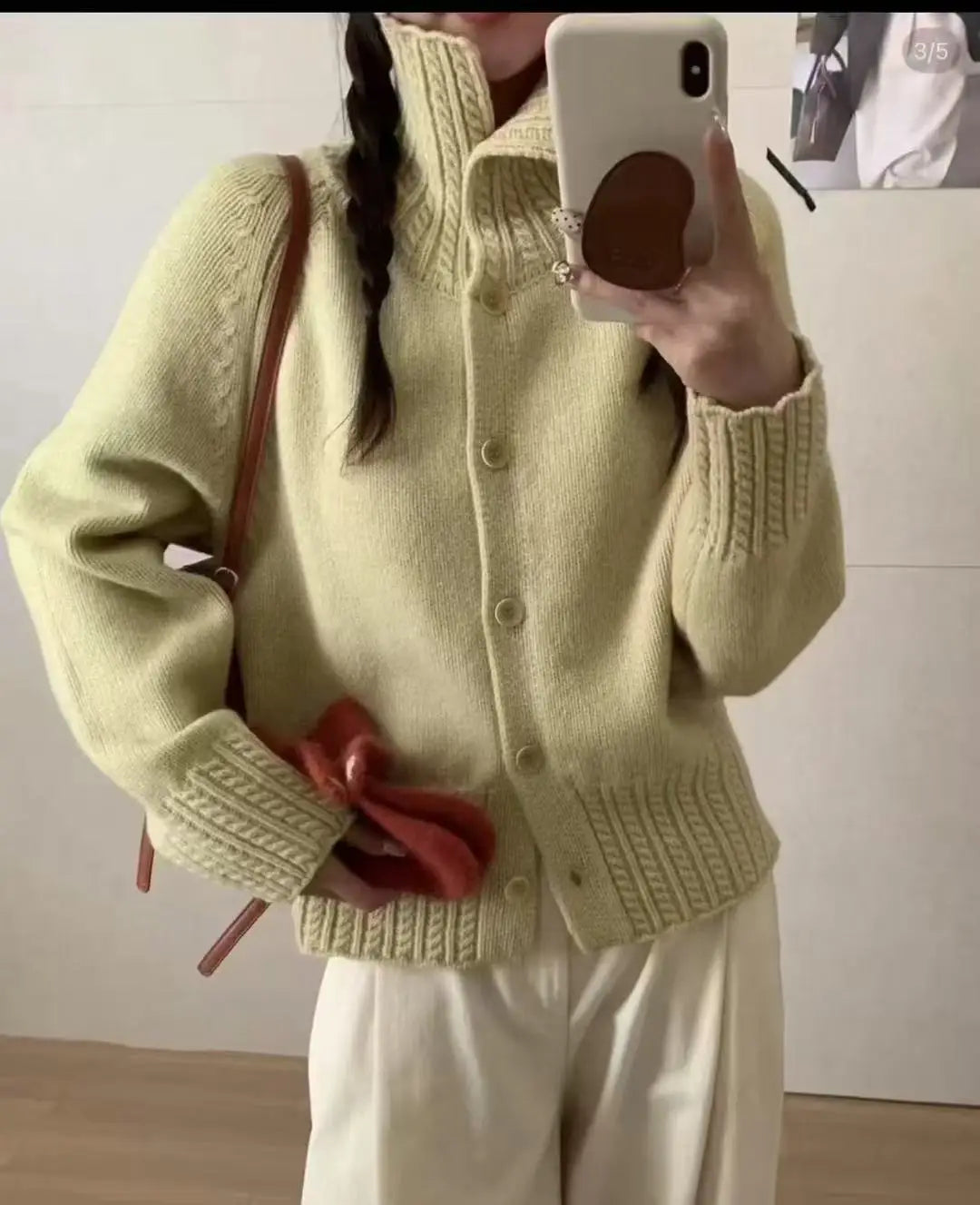 Cardigan coreean Luna - Bumbac, Mărimi S-XL, Lung