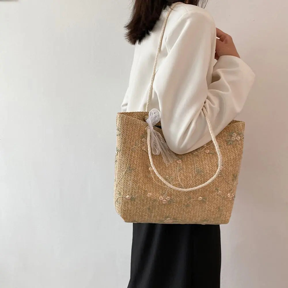 Beach Woven Large Capacity Tote Shoulder Bag Handbags Straw Bags