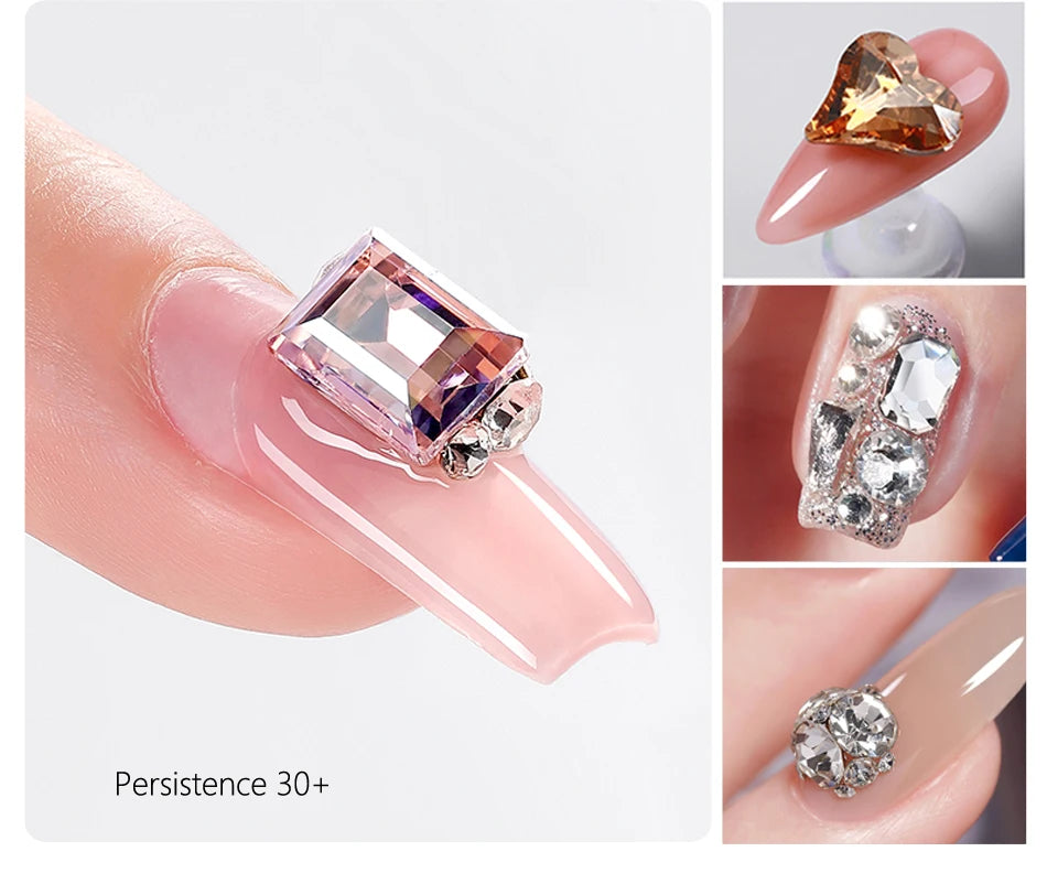 CHUNSHU Super Strong Sticky Nail Glue Gel For Rhinestones Nail Art Decorations 15G No Wipe DIY Gem Adhesive Functional UV Gel