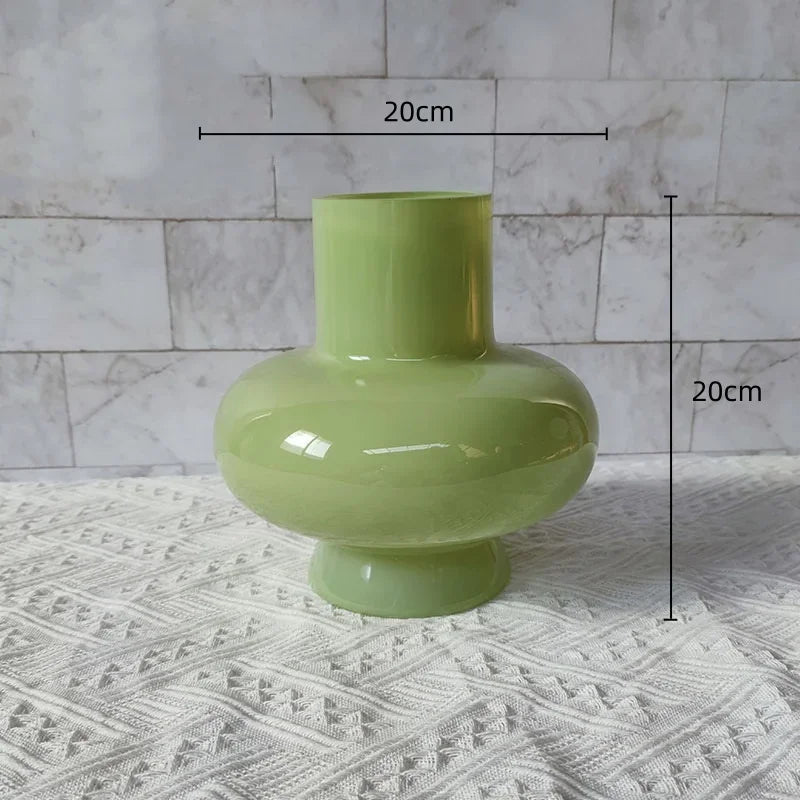 Green Pot Bellied Glass Vase Floral Arrangement Accessories Hydroponics Terrarium Flower Vase Home Decoration Accessories