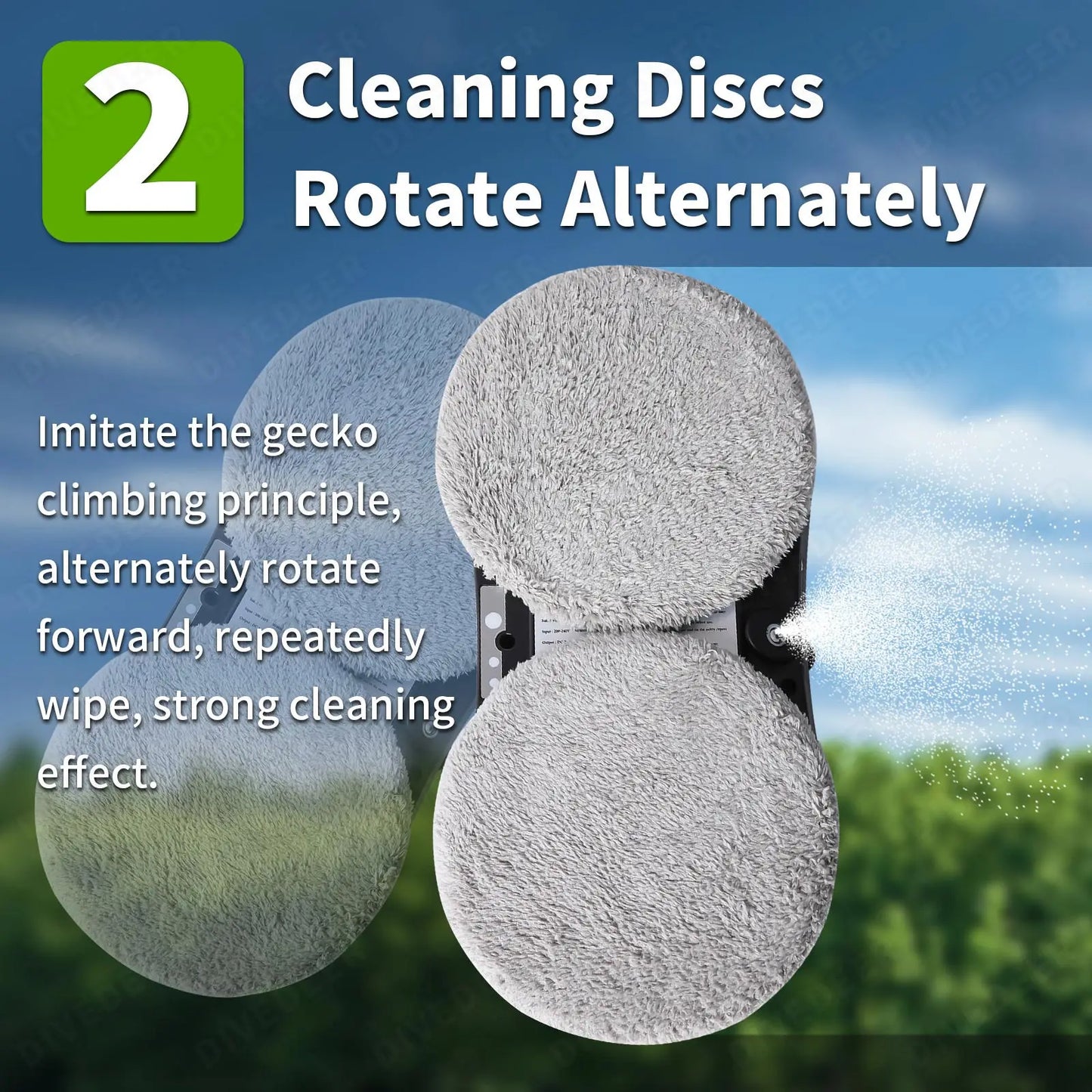 Robot de curățare a geamurilor DIVEDEER - Putere mare de aspirare, funcție de pulverizare, electric, anti-cădere, telecomandă, aspirator