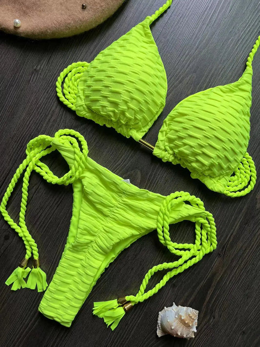 RUOTONGSEPT Elegant Bikini Set 2025: Verbesserte Unterstützung Tanga Brazilian Low Waist Design Wire-Free - Brasilianischer Badeanzug Frauen Schwimmbekleidung Polyester Strand Wear