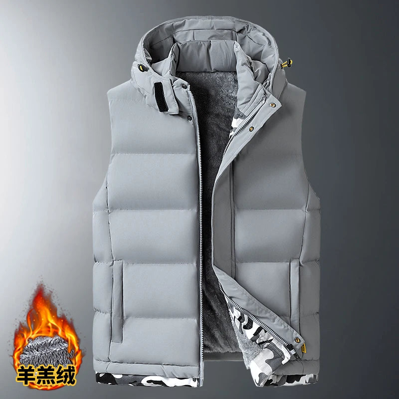 MAINKULCN Gepolsterte Kapuzenweste - Reißverschluss, Fleece-Fütterung, Größe 9XL 10XL