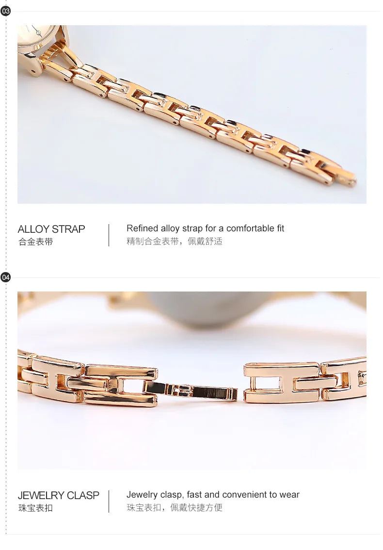 Retro Strass Uhr 2025 - Frauen Armband Uhren Elegant Roségold - Damen Luxus Quarz Armbanduhr Relojes Para Mujer