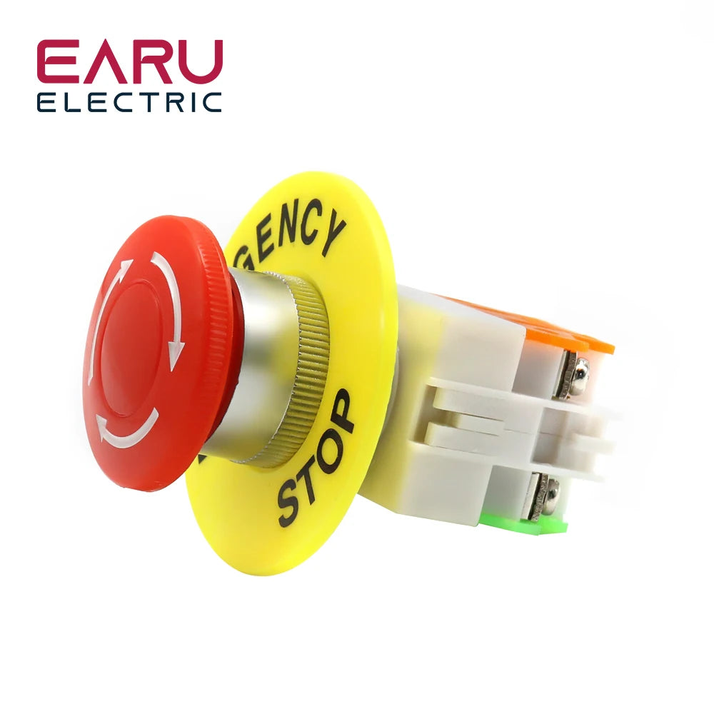 Red Mushroom Cap 1NO 1NC DPST Emergency Stop Push Button Switch AC 660V 10A Switch Equipment Lift Elevator Latching Self Lock