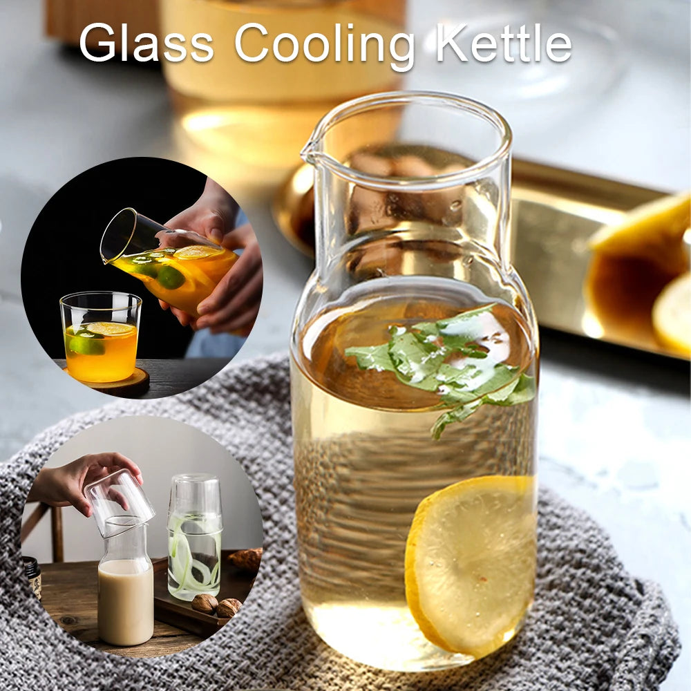 Glass Water Carafe Modern Minimalist Cold Hot Water Bottle Cup Sets Bedside Water Pitcher High Quality Milk Beverage Tea Bottle