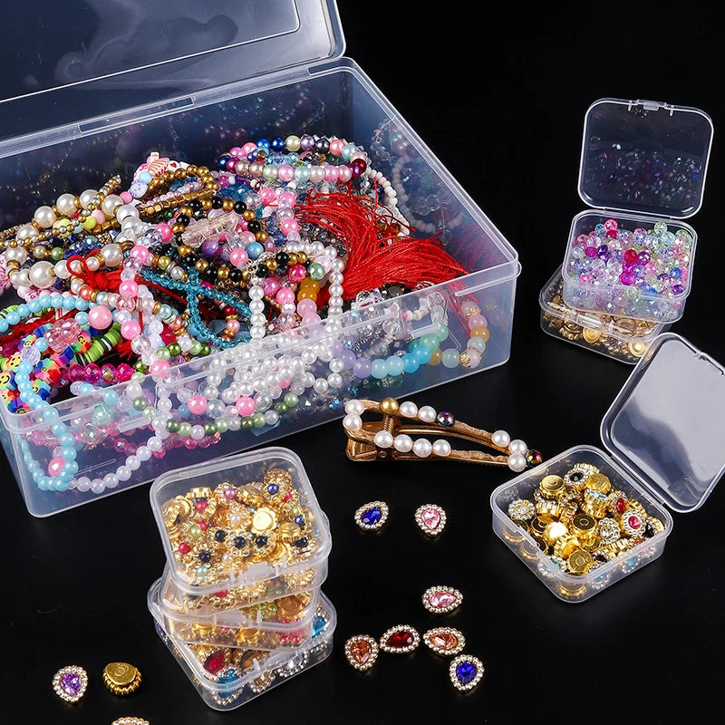 Perle Organizer Box 30Stk Klein Klar Plastik Perle Lagerung Container mit Scharnier Deckel für Lagerung von Kleinen Gegenständen Handwerk Schmuck