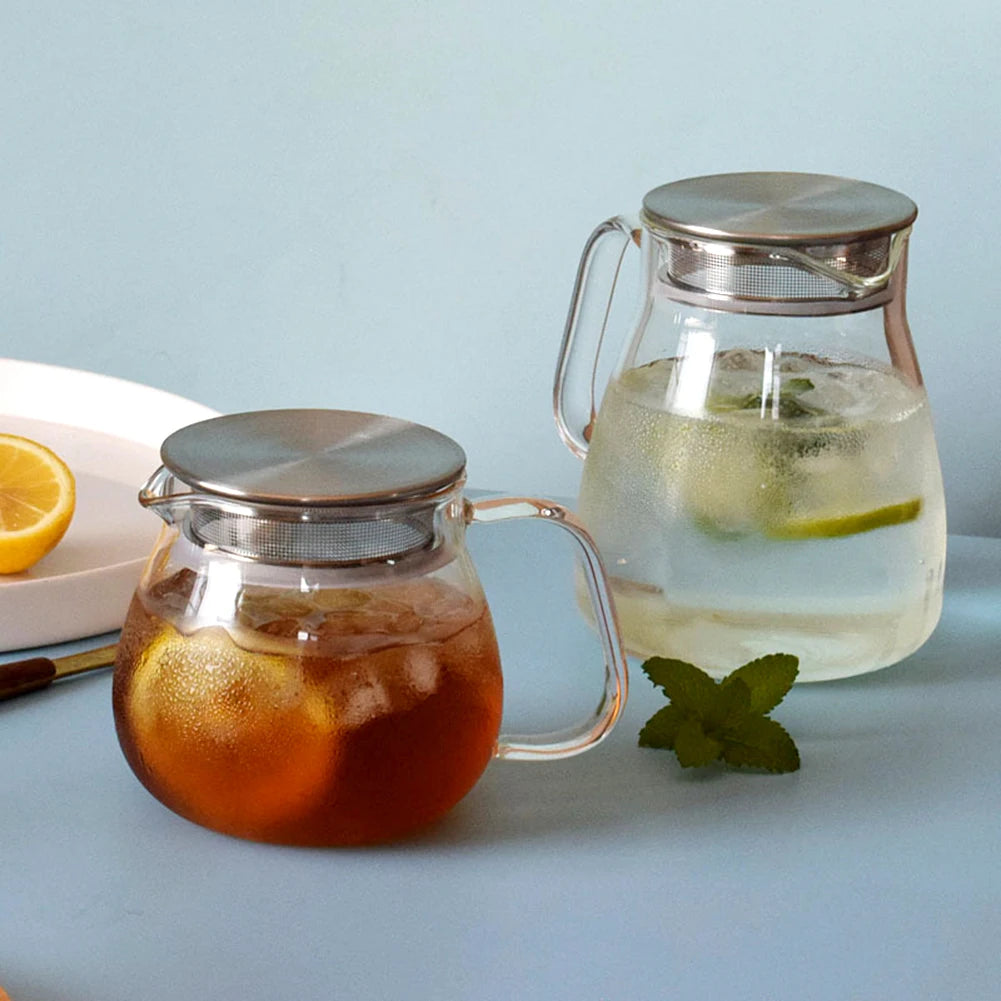 Clear Glass Teapot With Removable Filter Lid Easy Cleaning Tea Brewings Pot Stylish Reusable For Office/Home Housewarming Gift