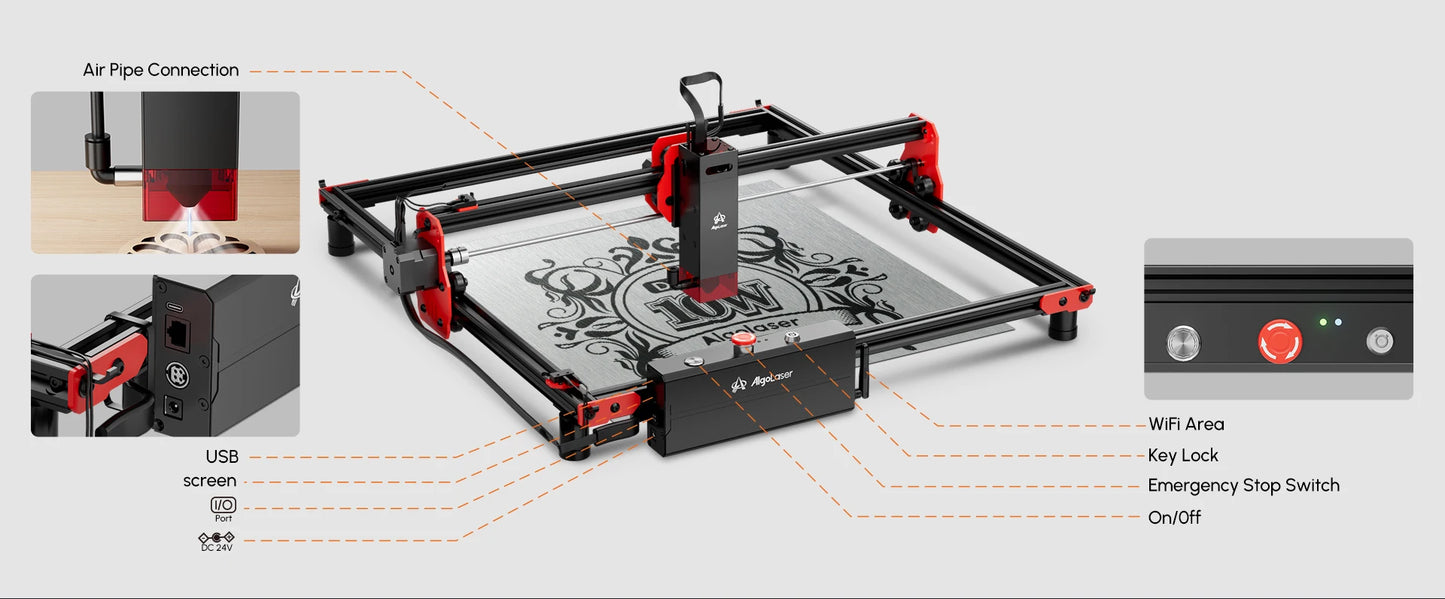 Laser-Gravur-Kit 2025: AlgoLaser DIY Rotary Roller 360° Rotation Engraving Cylindrical Objects Collection